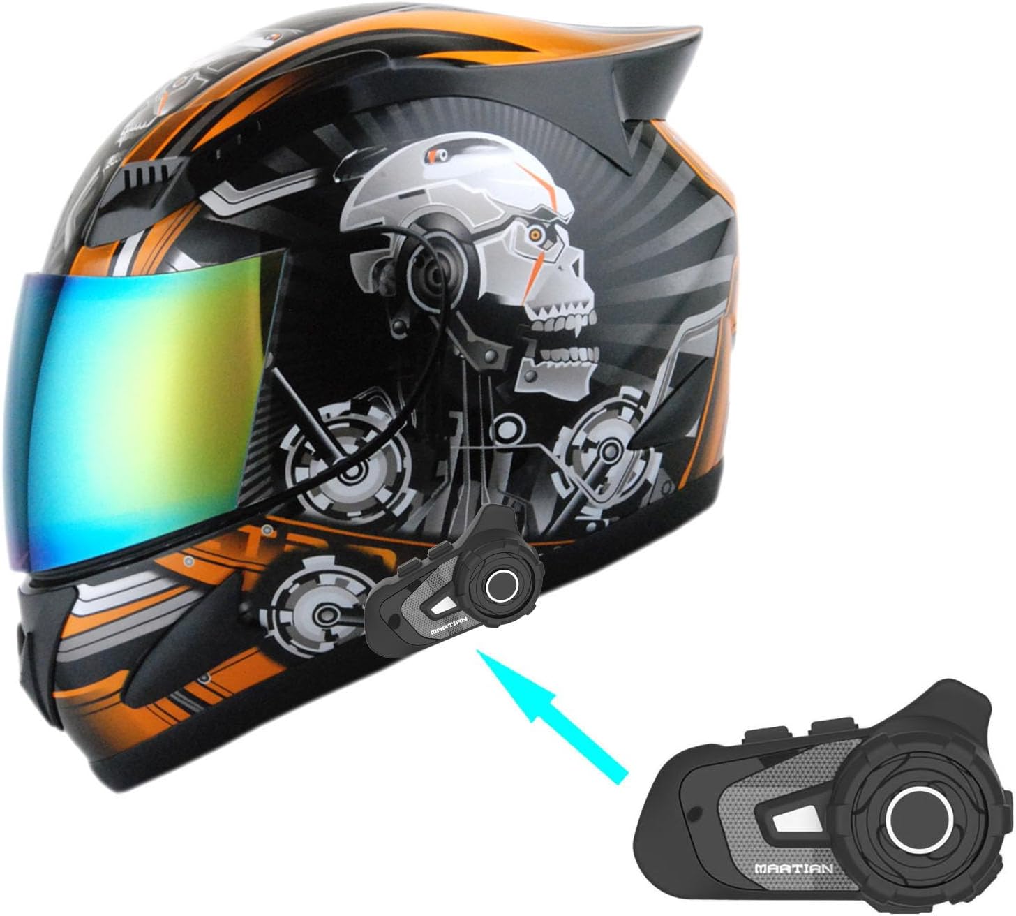 1STORM Motorcycle Full Face Helmet with Bluetooth Headset Bundle
