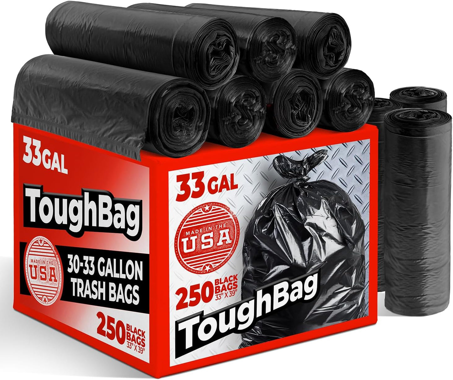 ToughBag 30-33 Gallon Trash Bags for Heavy Duty Waste Management