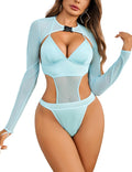 Rave Bodysuit Set for Women - Sheer Backless Bodysuit with Buckle
