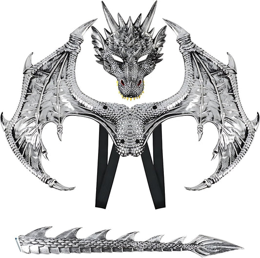Dragon Costume for Kids - Wing Tail Mask Set for Halloween Fun