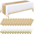 Breling 24-Pack White and Gold Tablecloths with Satin Runners - Event