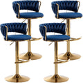 Gold Velvet Bar Stools Set of 4 Counter Height - Stylish Swivel
