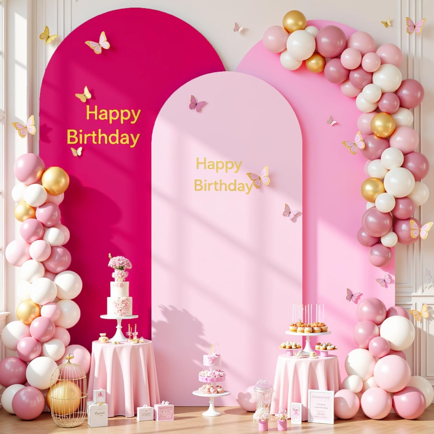Gradient Pink Arch Backdrop Cover Set for Events and Parties