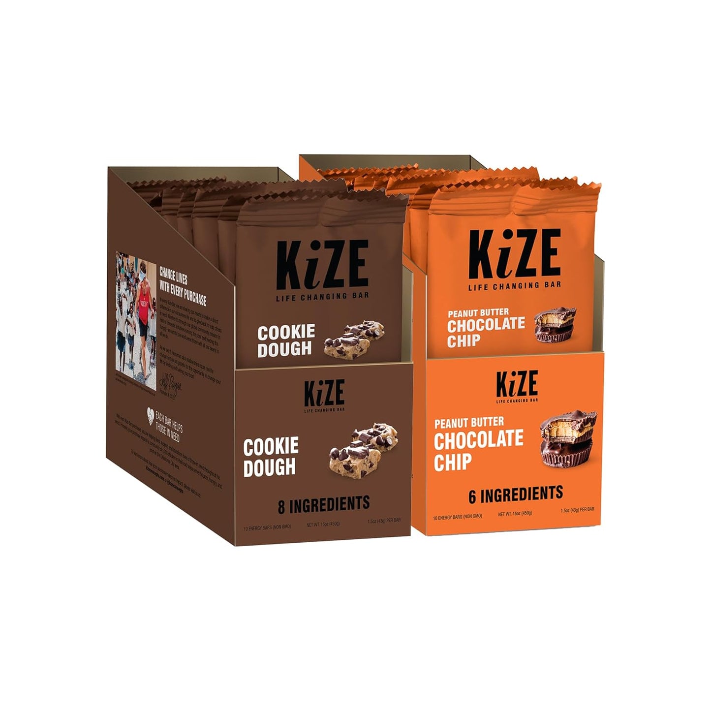 KiZE Energy Bars Bundle - Peanut Butter Chocolate Chip & Cookie Dough