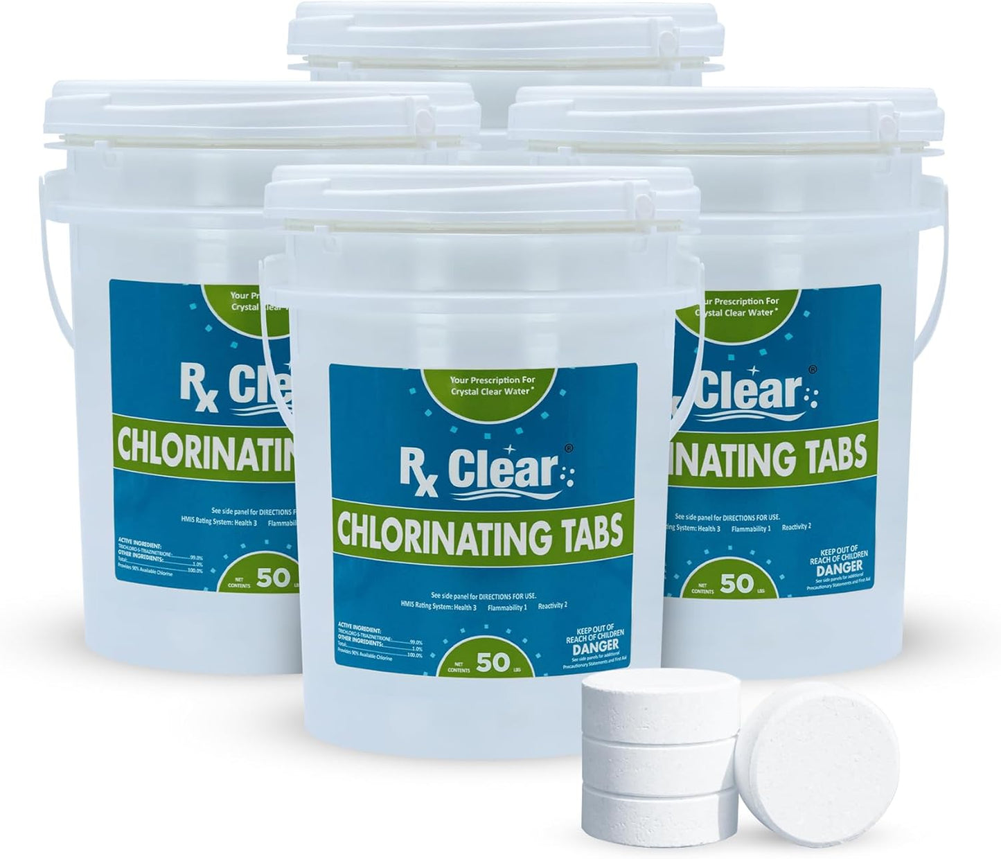 Rx Clear 3 Inch Chlorine Tabs for Effective Pool Sanitization
