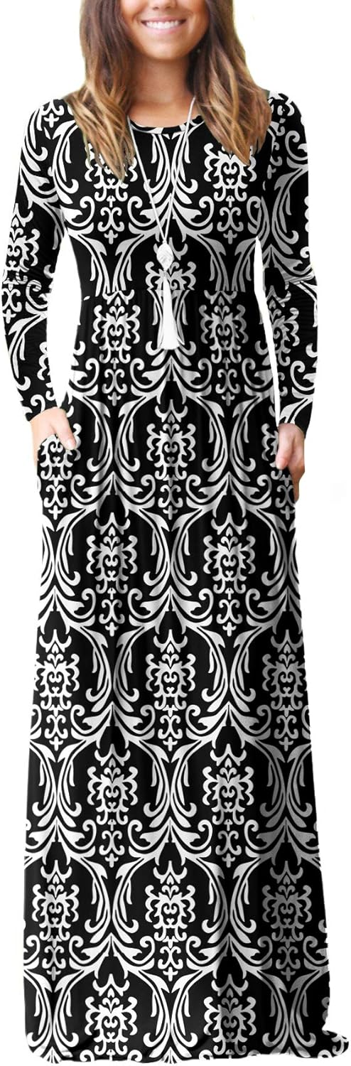 VIISHOW Women's Long Sleeve Maxi Dresses with Pockets for Casual Wear