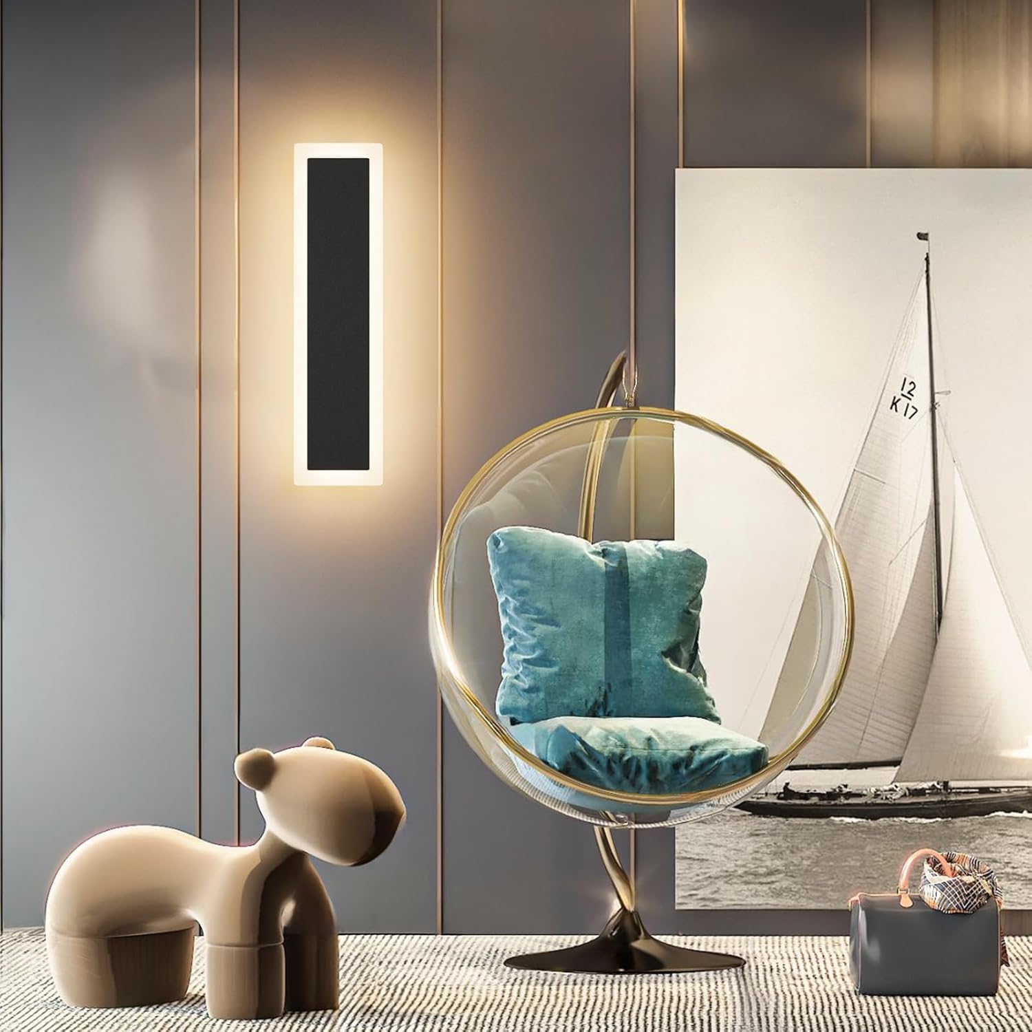 Modern Black LED Outdoor Wall Light for Porch and Yard