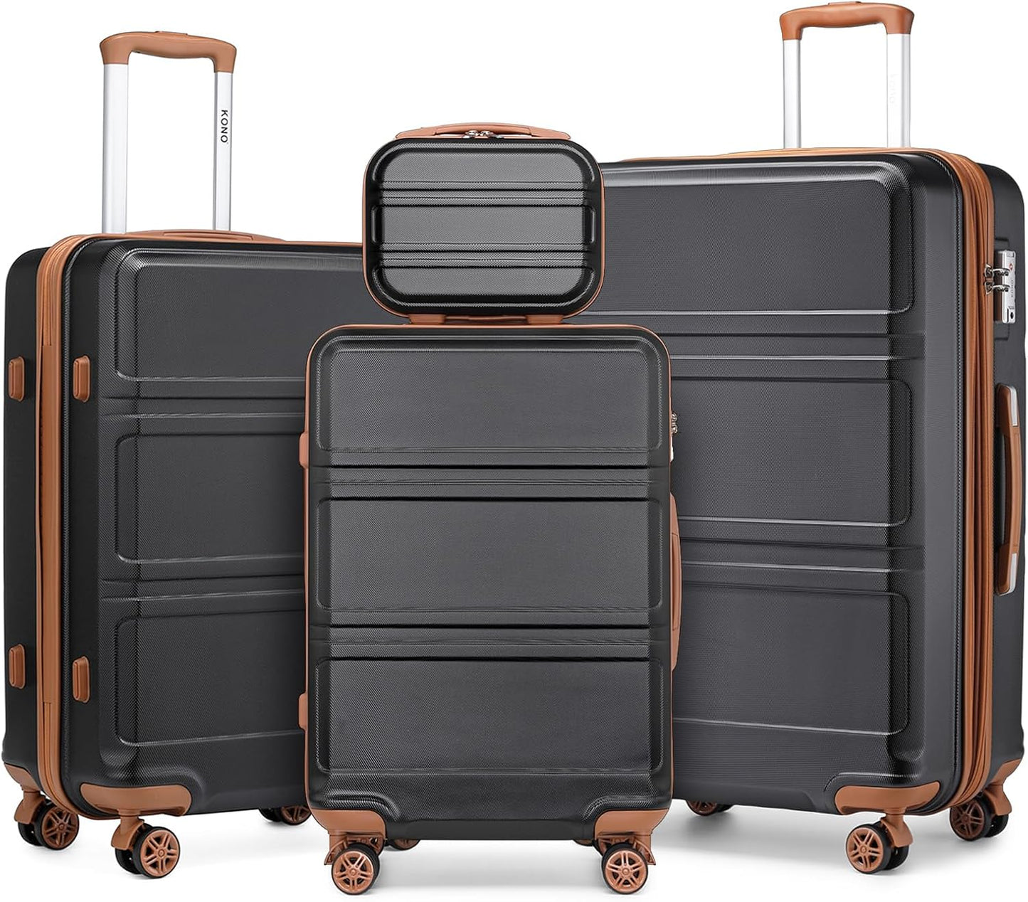 Kono 4 Piece Expandable Luggage Set with Spinner Wheels