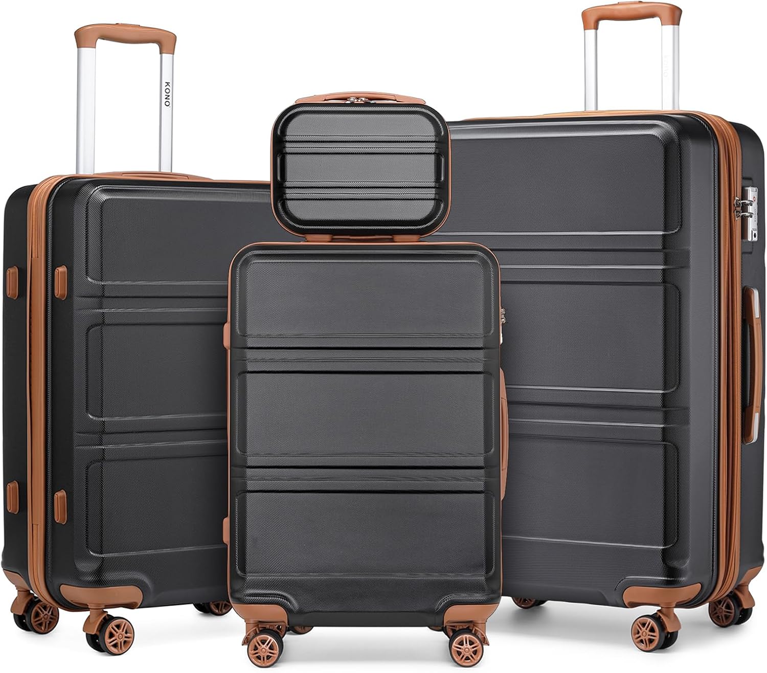 Kono 4 Piece Expandable Luggage Set with Spinner Wheels