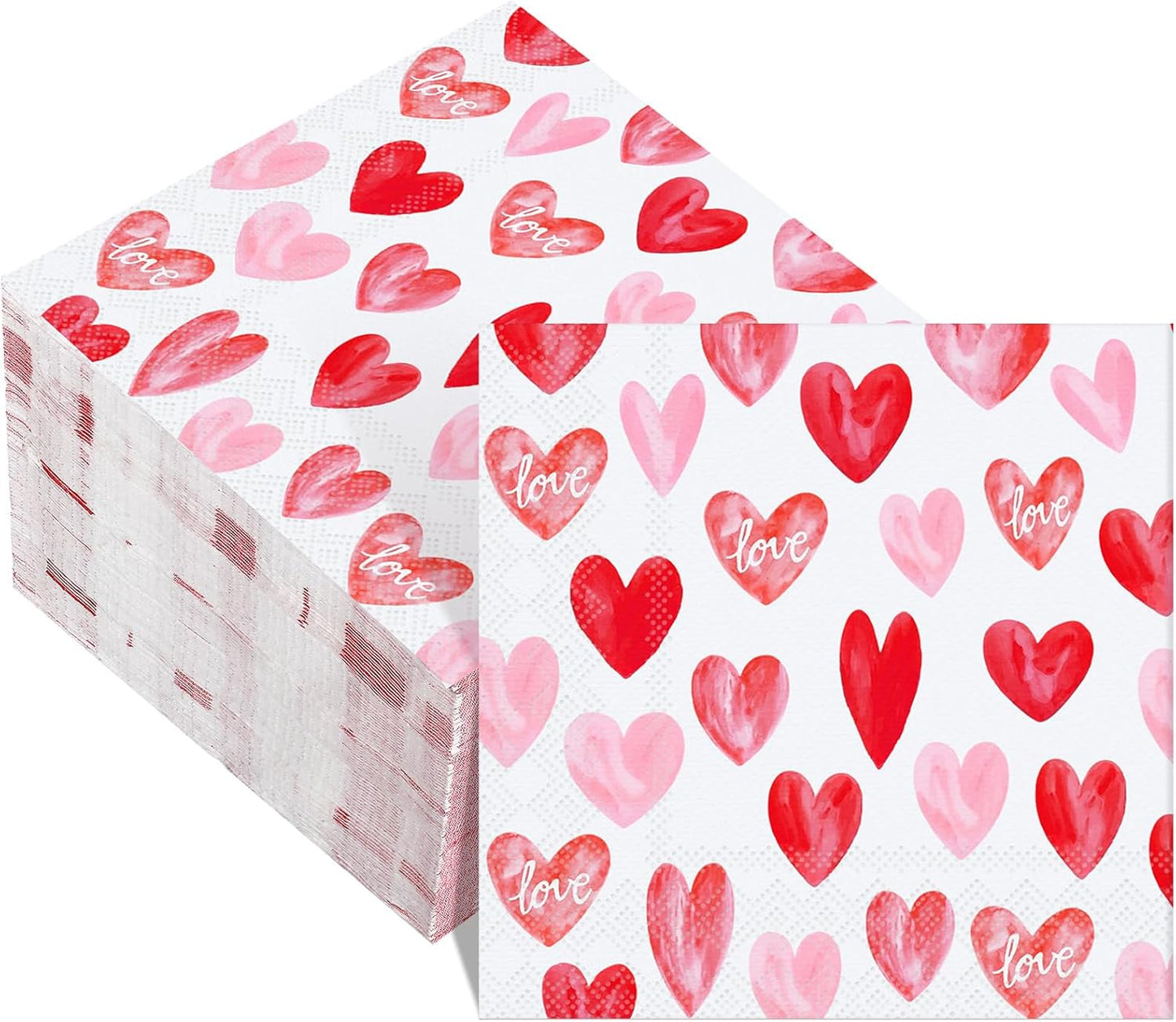 Romantic 3-Ply Love Heart Napkins - 100 Pcs