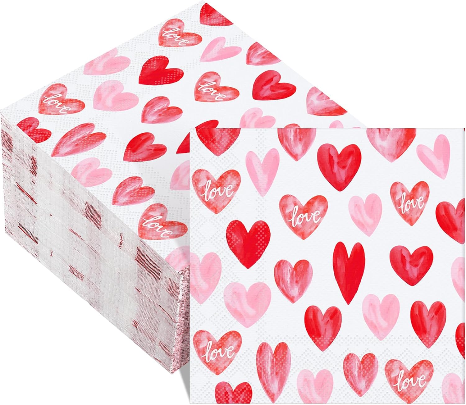 Romantic 3-Ply Love Heart Napkins - 100 Pcs