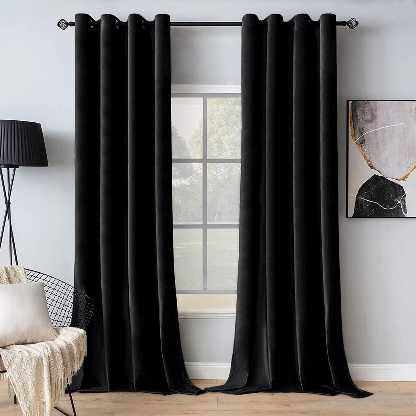 MIULEE Black Velvet Curtains for Room Darkening & Insulation