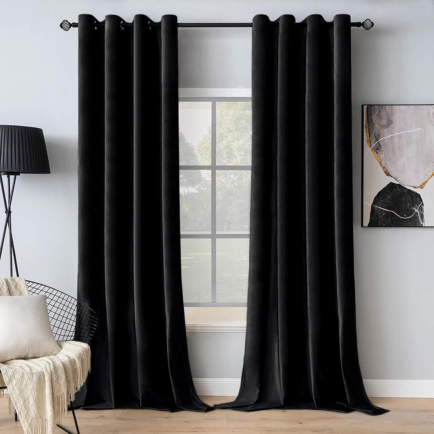 MIULEE Black Velvet Curtains for Room Darkening & Insulation
