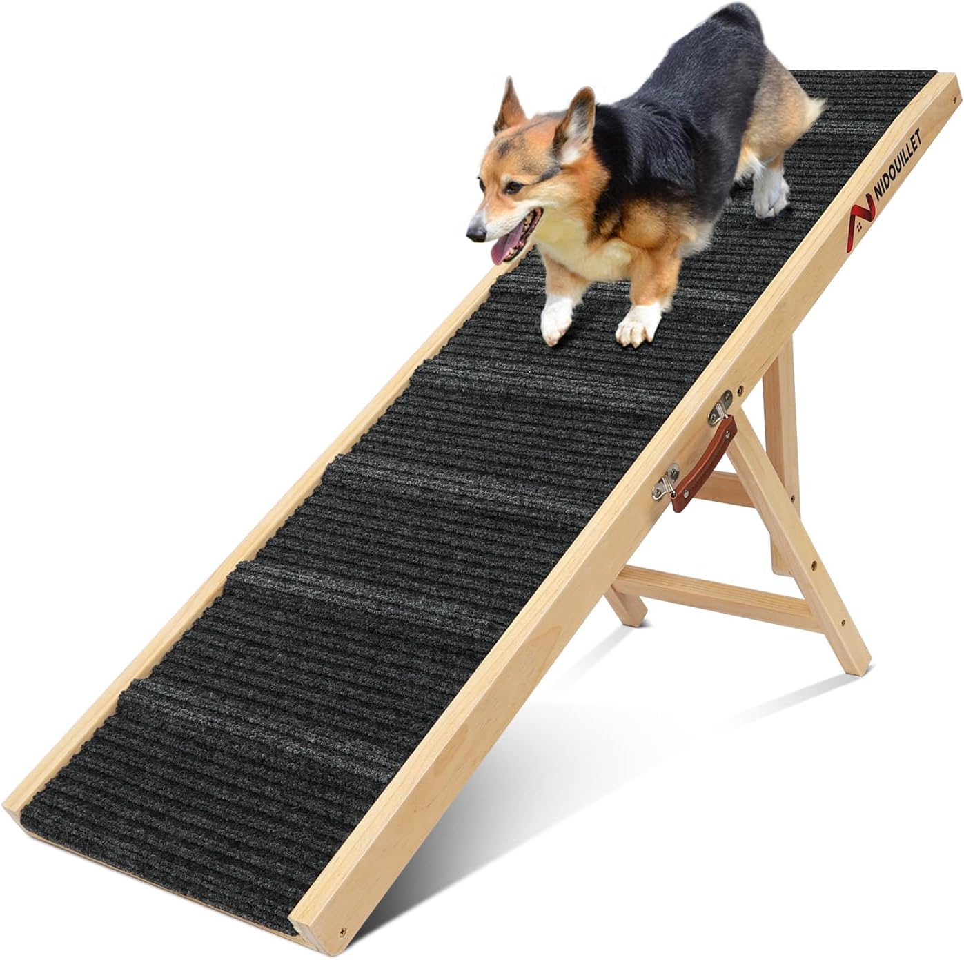 Nidouillet Dog Ramp for Bed - Adjustable Height & Anti-Slip