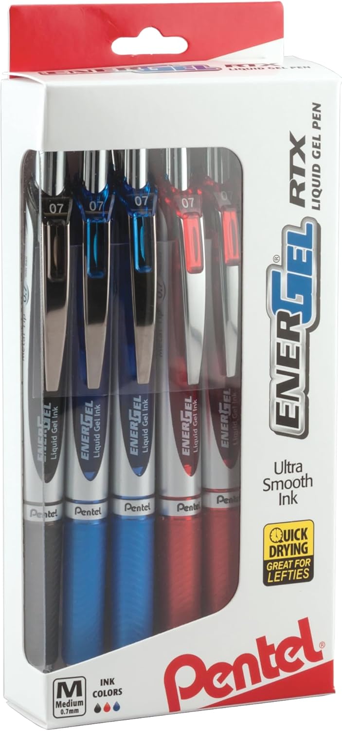 Pentel EnerGel RTX Liquid Gel Pen Set for Smooth Writing