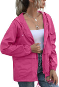 PESION Women's Waterproof Raincoat Lightweight Hooded Windbreaker out