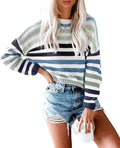 Striped Color Block Short Sweater - Cozy Fall/Winter Pullover