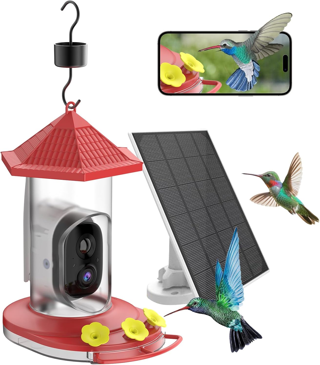 2K HD Solar Cam Hummingbird Feeder - All-in-One Security & Beauty