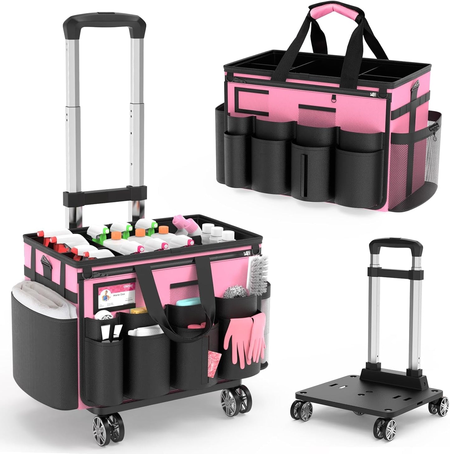 Rolling Cleaning Caddy Bag with Wheels for Easy Organization