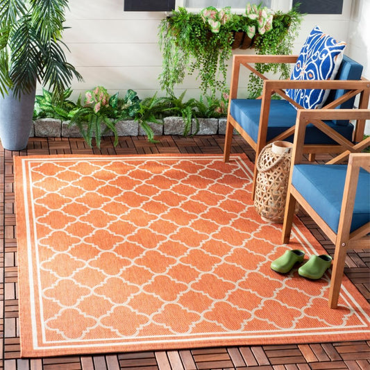 SAFAVIEH Courtyard Collection 5ft 3in x 7ft 7in Terracotta Rug