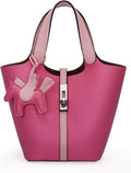 Tote Bag for Women Vegan Leather Bucket Purse - Compact Everyday top