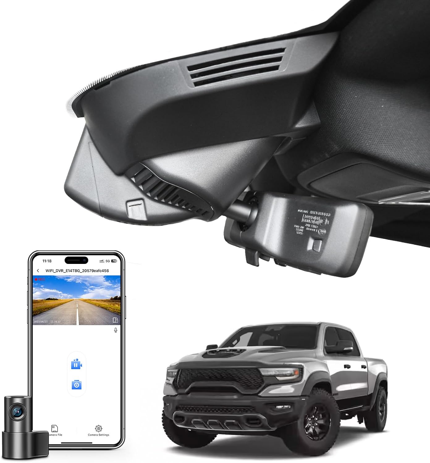 Front 4K & Rear 1080P Dash Cam for 5th Gen Dodge RAM 1500
