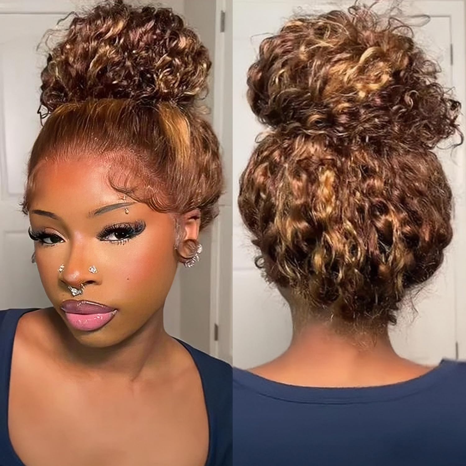 Hidden Strap 360 Water Wave Wig for Women - Honey Blonde Deep Curly