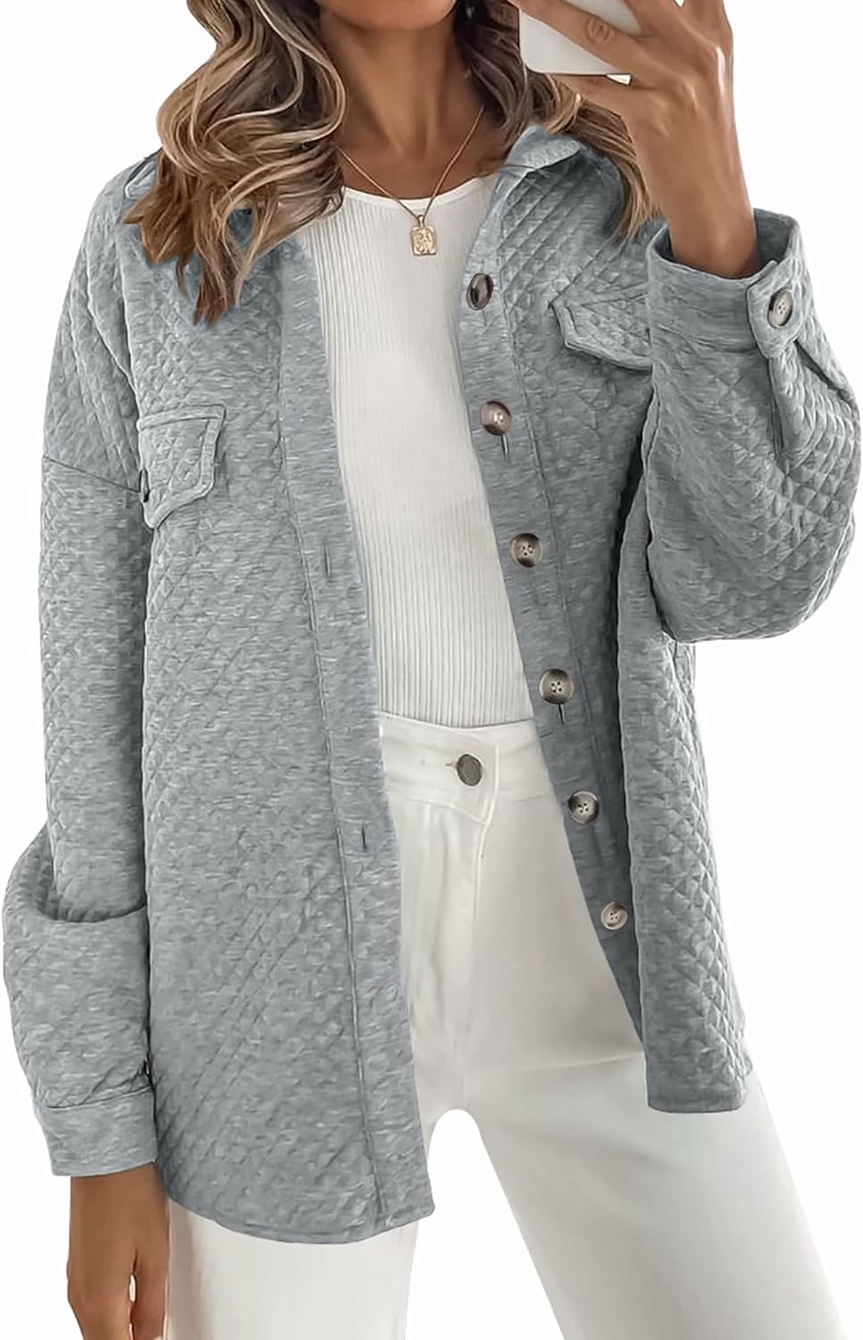 ZESICA Women's Lightweight Button Down Shacket for Fall Style