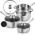 CS Hybrid Nonstick Stainless Steel Saucepan Set - 7PC Triply Pots