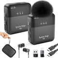 Wireless Lavalier Microphone for iPhone Android Camera - 160ft Range