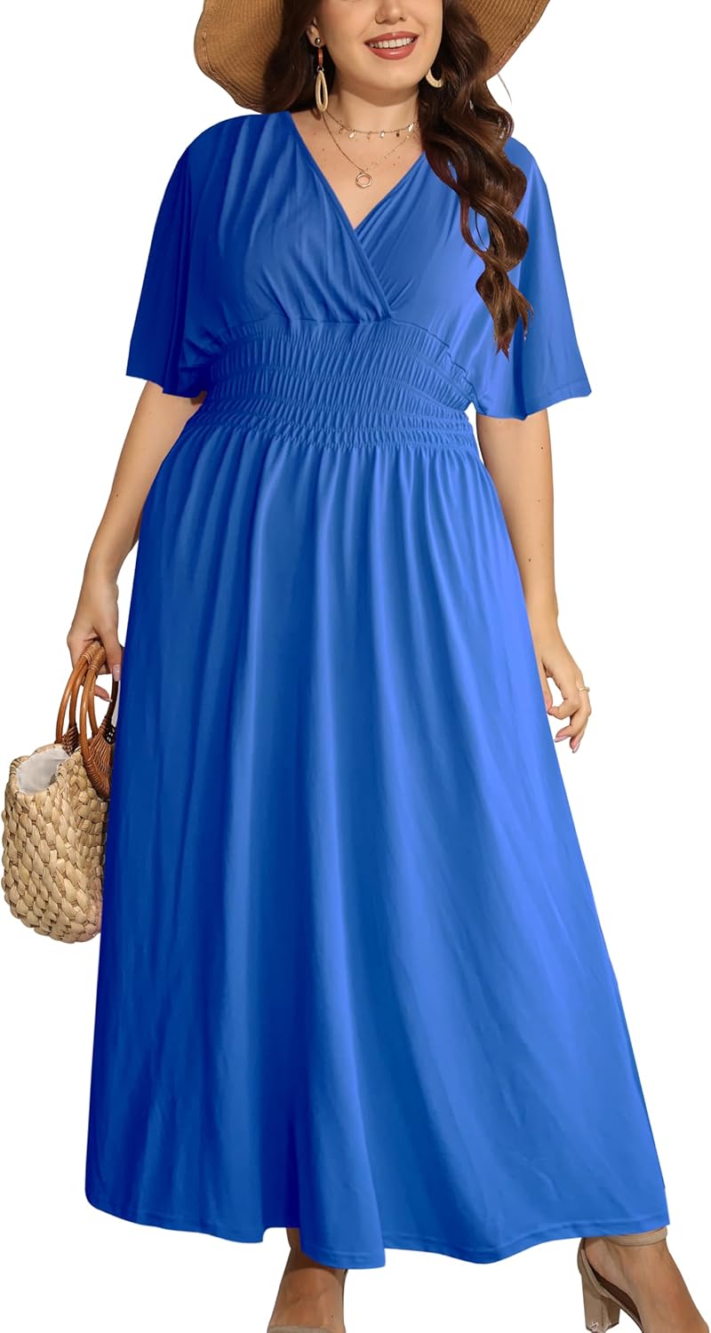Plus Size Hawaii Empire Waist Boho Maxi Dress for Women