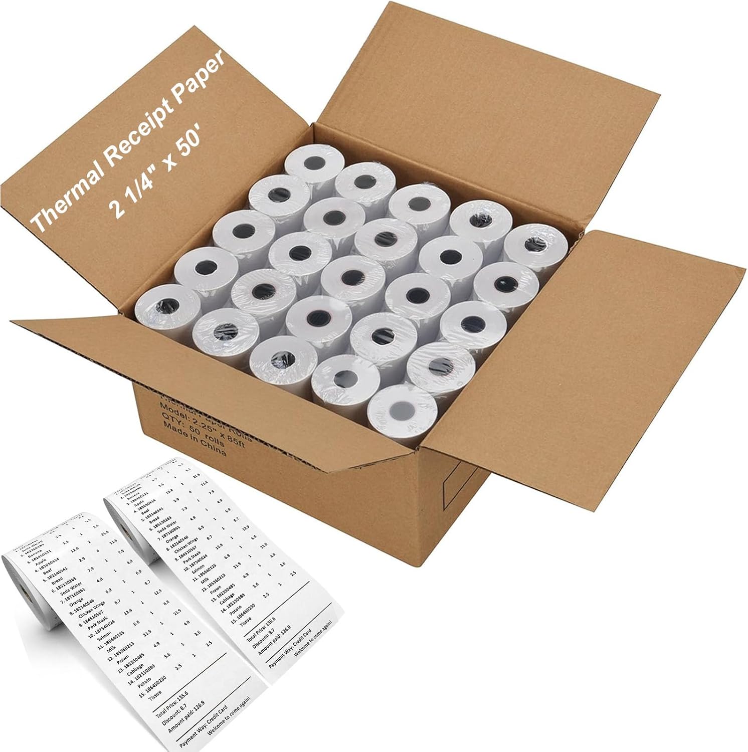 Coopaty 2 1/4in x 50ft Thermal Paper for Cash Registers