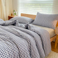 Queen Comforter Set Navy Gingham - Cozy Classic 3-Piece