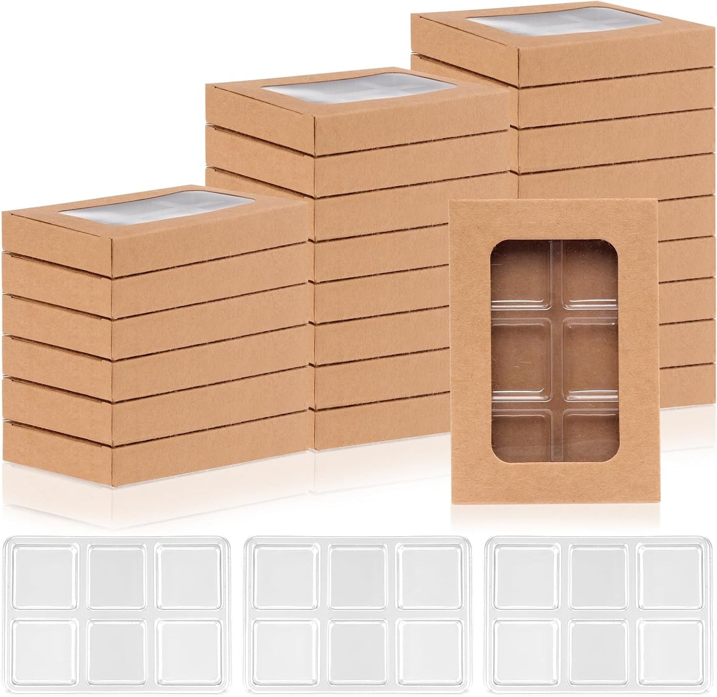 100 PCS Gift Boxes for Wax Melts with 6 Cavity Plastic Mold