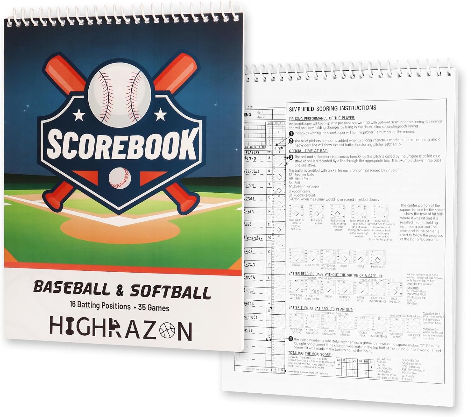 Baseball and Softball Scorebook by HIGHRAZON for Coaches