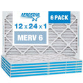Aerostar 12x24x1 MERV 6 Air Filter Set for HVAC Systems