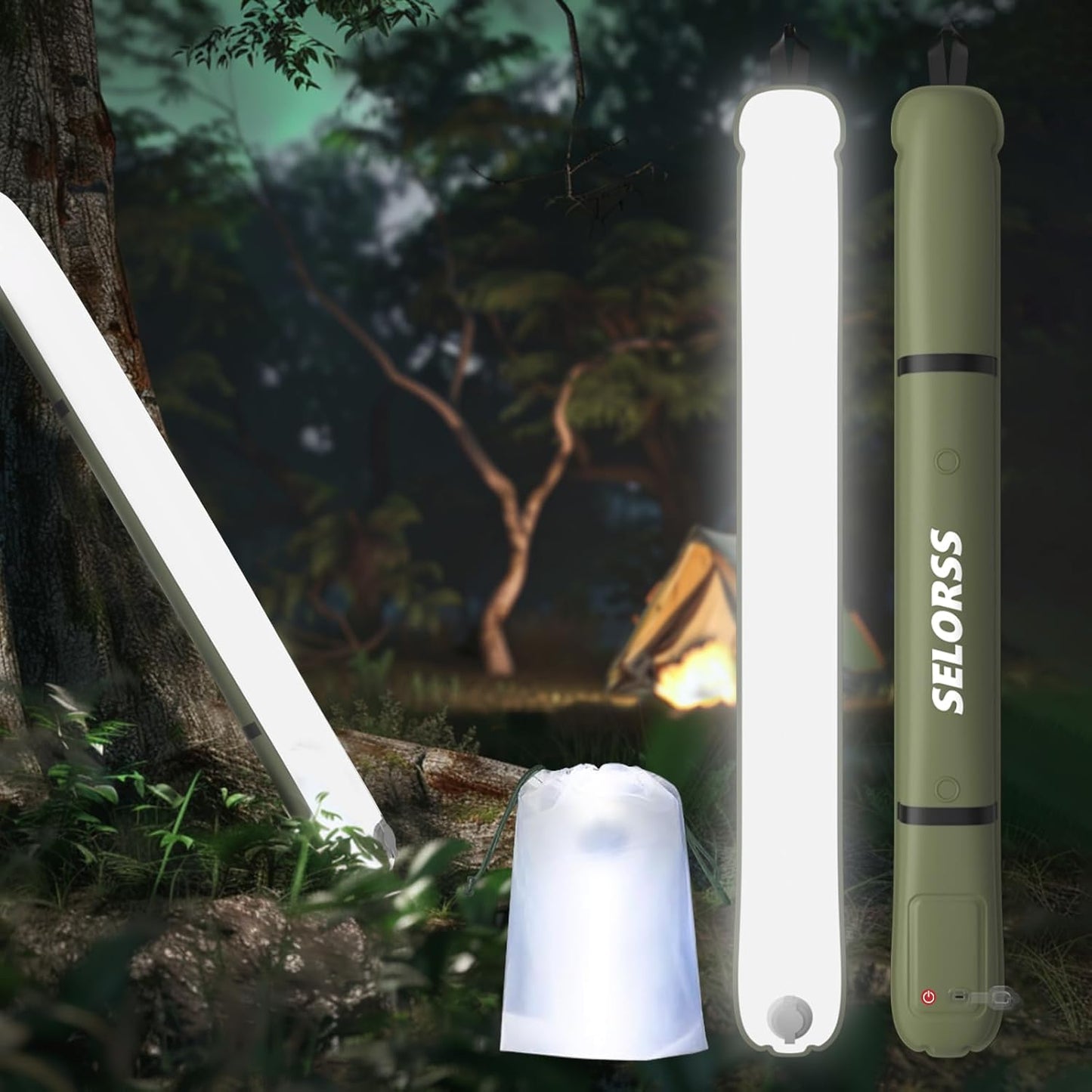 SELORSS Inflatable Camping Light: Waterproof, 2000 mAh, Perfect for Outdoors