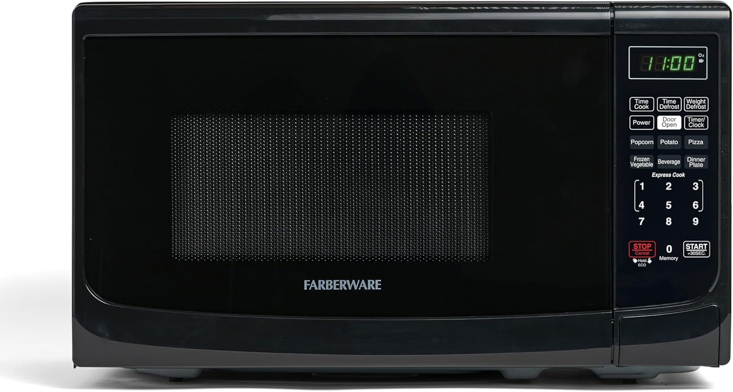 Farberware 700W Microwave - LED Lighting, Child Lock - Compact & Stylish