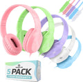 Bulk Kids Headphones for School with Microphones - 5-Pack Wired On-Ear