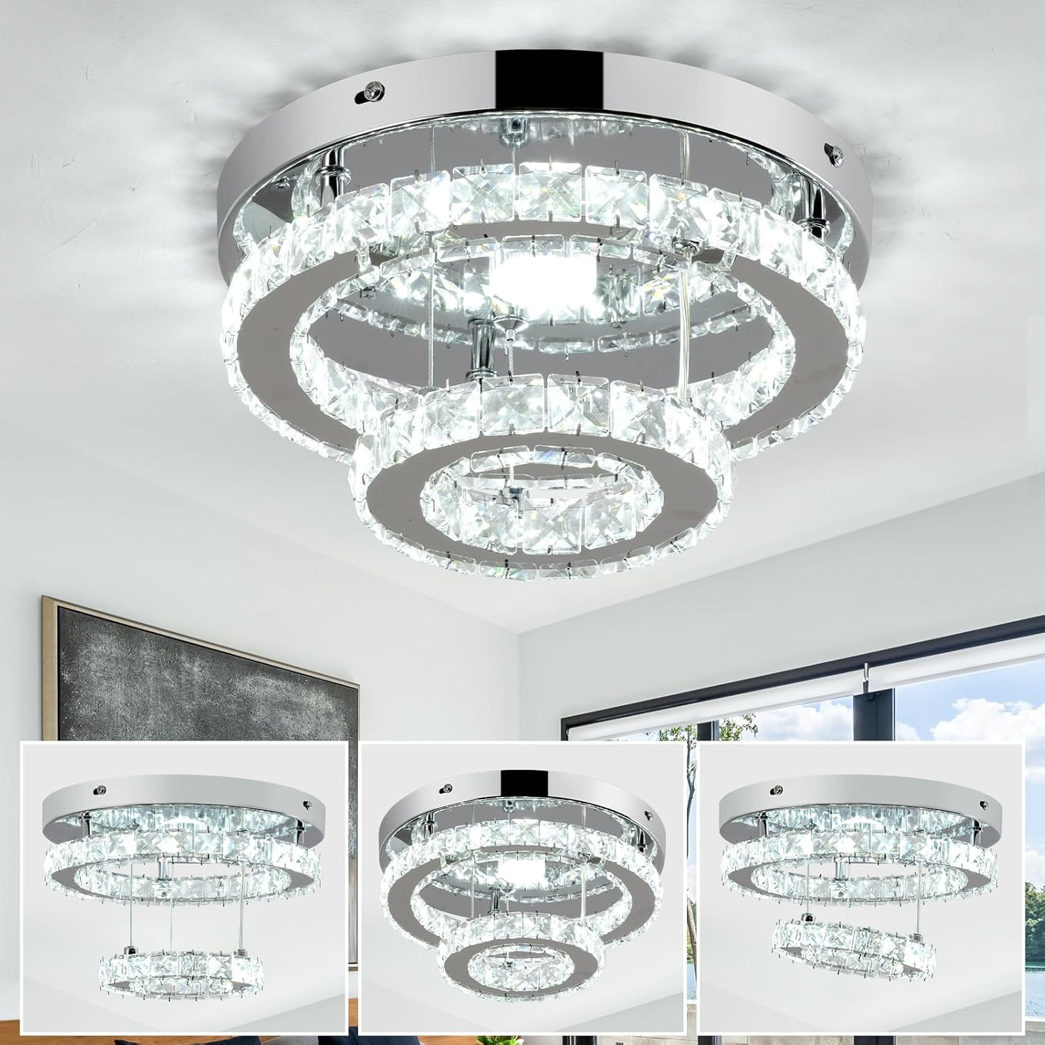 Adjustable Height LED Ceiling Light Flush Mount for Modern Spaces