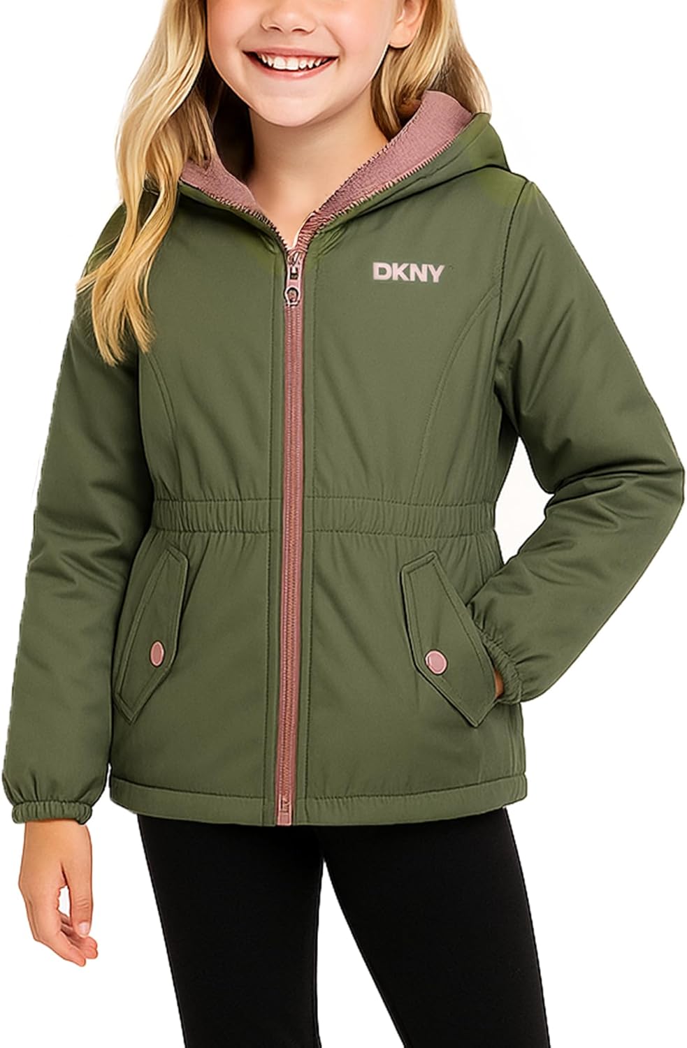 DKNY Girls Fleece Jacket - Stylish Lightweight Fall Outerwear