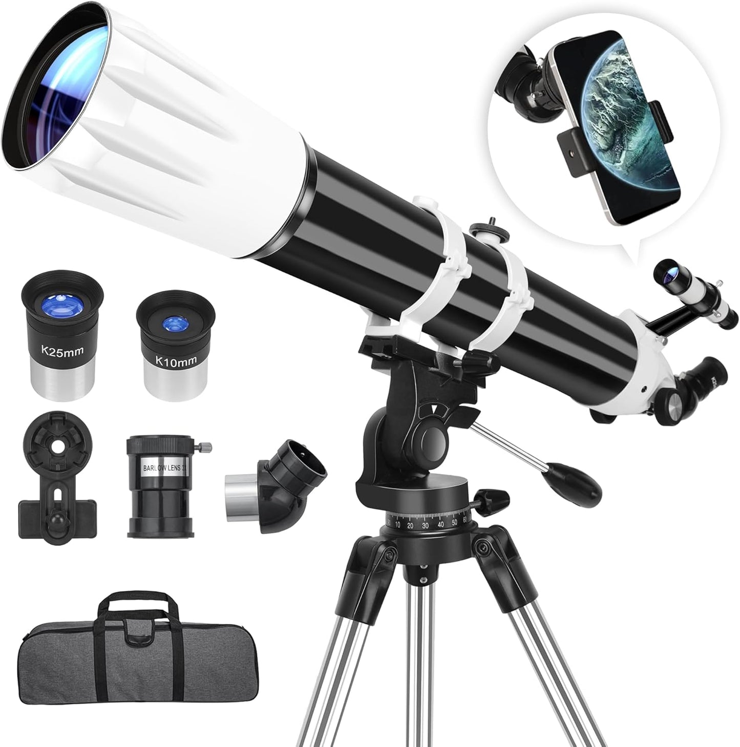 90mm Aperture 900mm Astronomical Refractor Telescope for Beginners