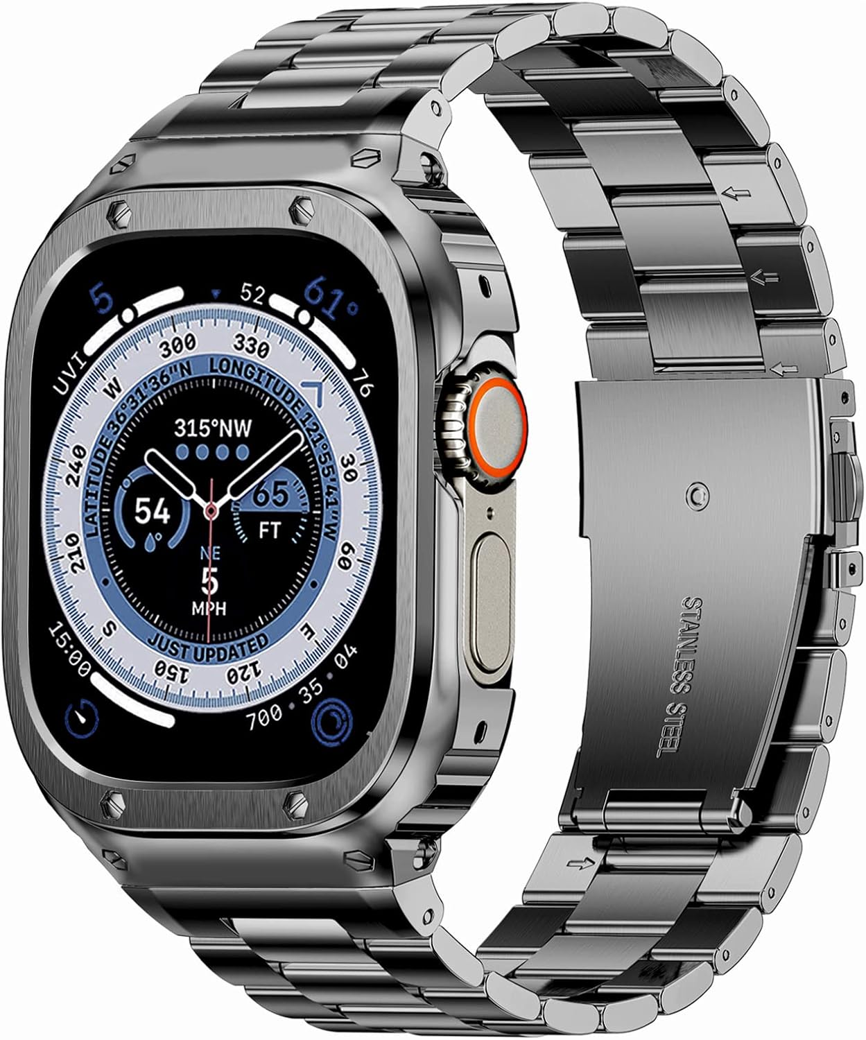 MioHHR Stainless Steel Band and Case for Apple Watch 49mm