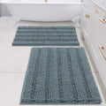 Chenille Striped 2-Piece Bath Rug Set - Super Absorbent Comfort