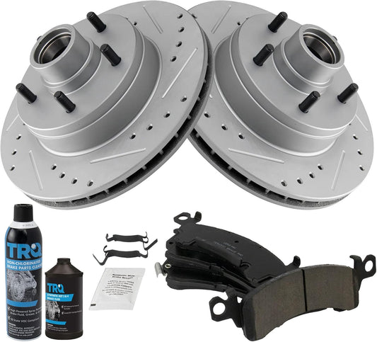 TRQ Front Ceramic Brake Pad & Performance Rotor Kit for GM