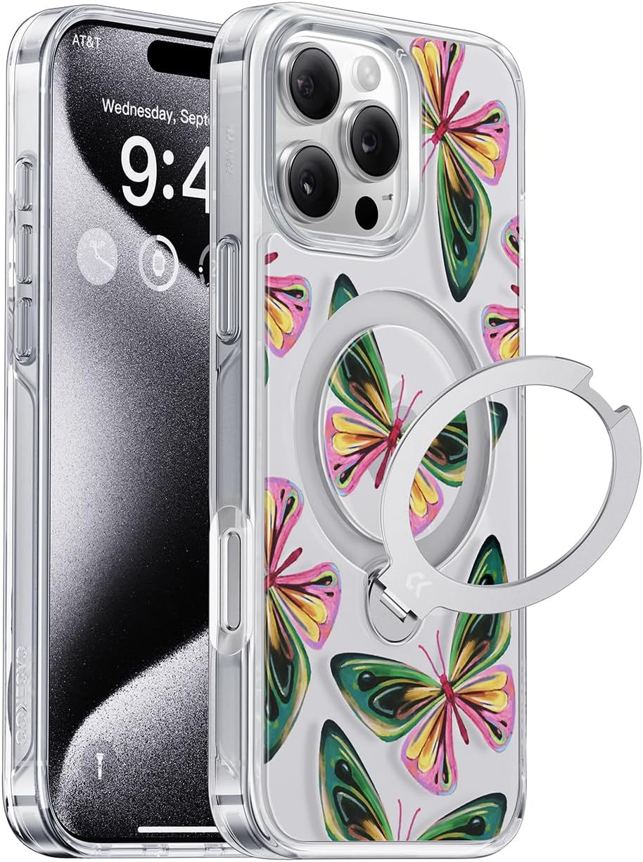 CASEKOO Floral Series Dancing Butterfly iPhone 16 Pro Max Case