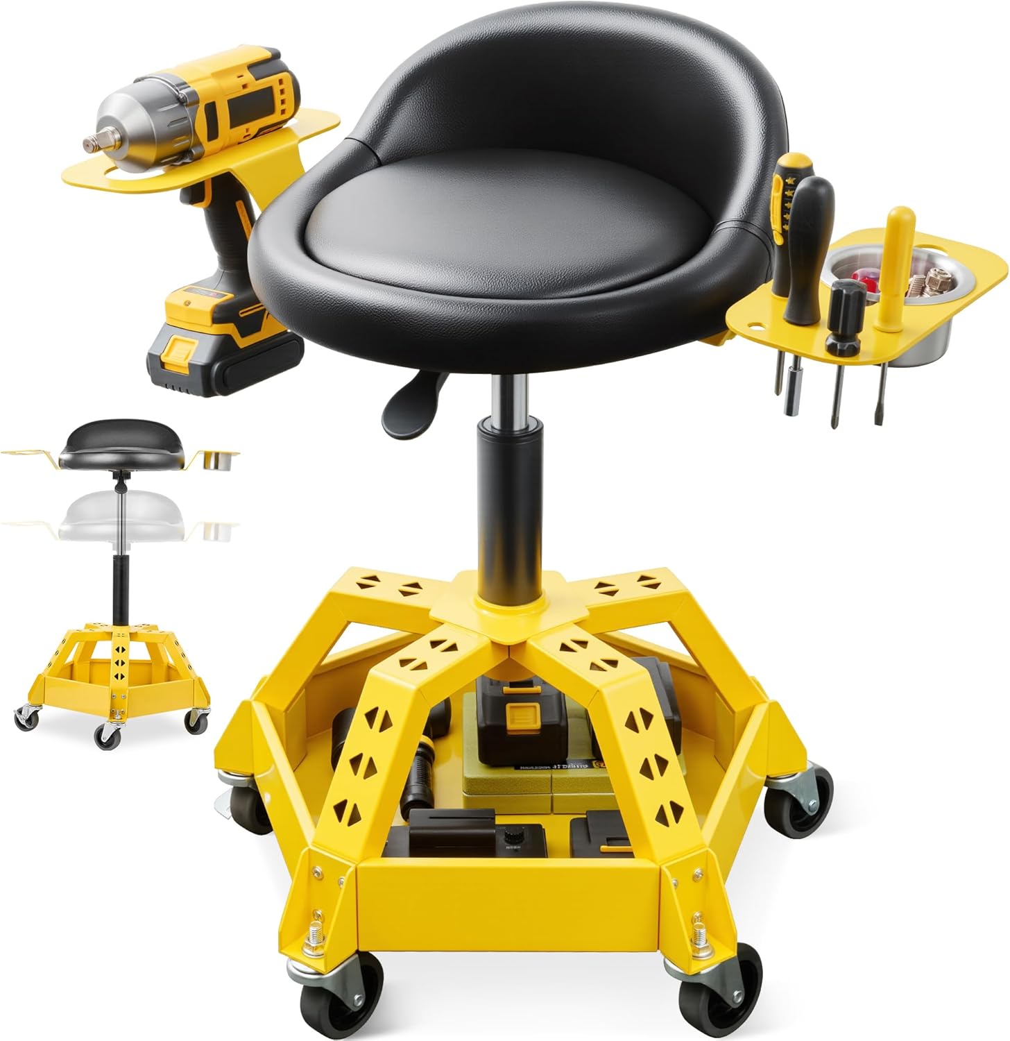 ACCUCRAFT Rolling Shop Stool with Wheels for Mechanics