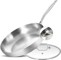 12 in Tri-Ply Stainless Steel Frying Pan with Lid - Durable Everyday