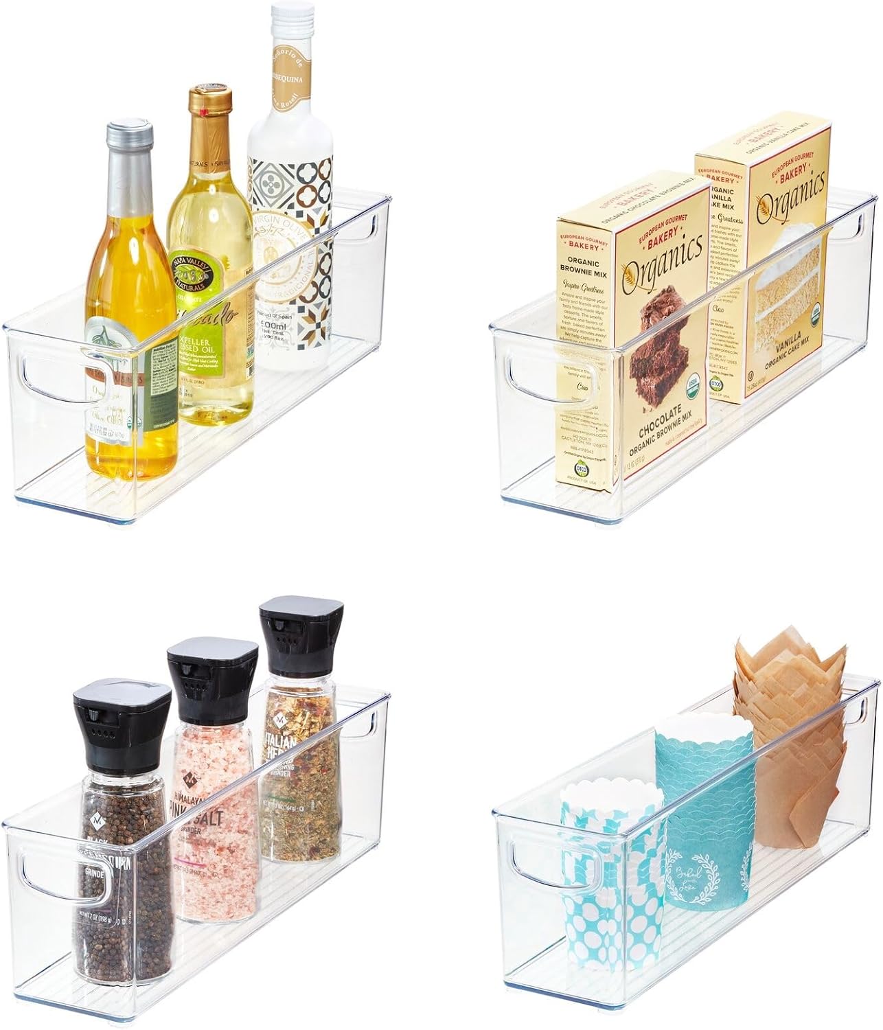 iDesign Stackable Storage Bins for Pantry and Fridge, Set of 4