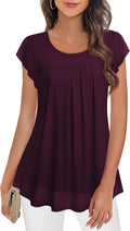 Women's Short Sleeve Pleated Mesh Tunic Top - Flattering Fit